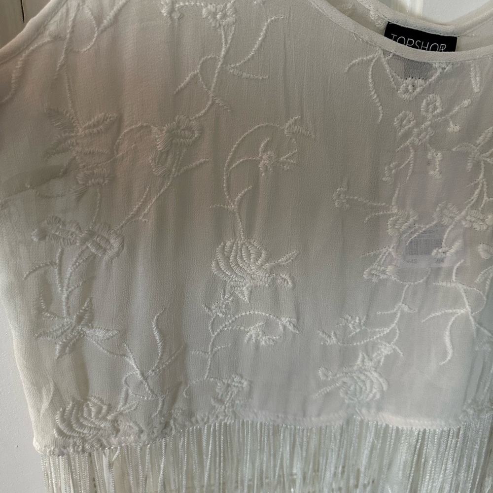 Topshop Cream Embroidered Tank Top - Picture 2 of 3